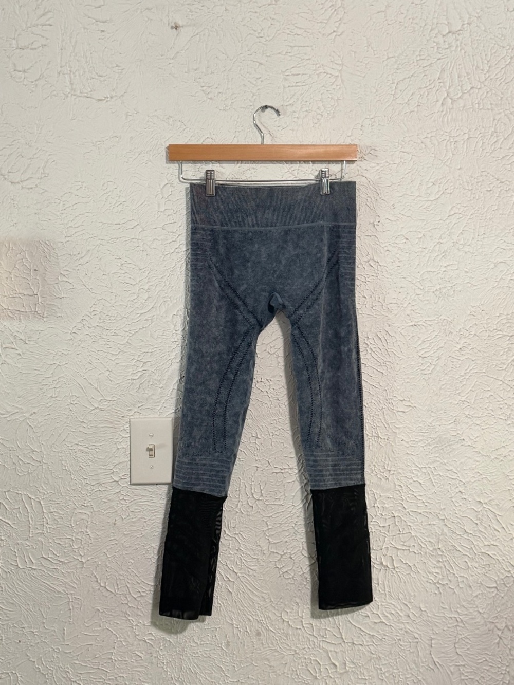 Blanc Noir Navy Blue Ankle Leggings Mesh Lower Legs Medium